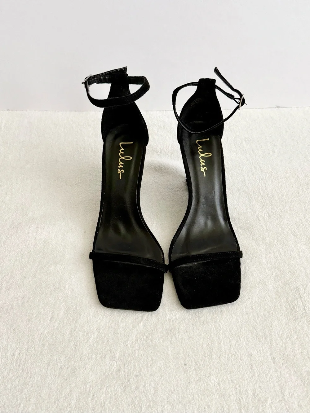 Lulus Black Rhinestone Ankle Strap Wedge Sandals Size
